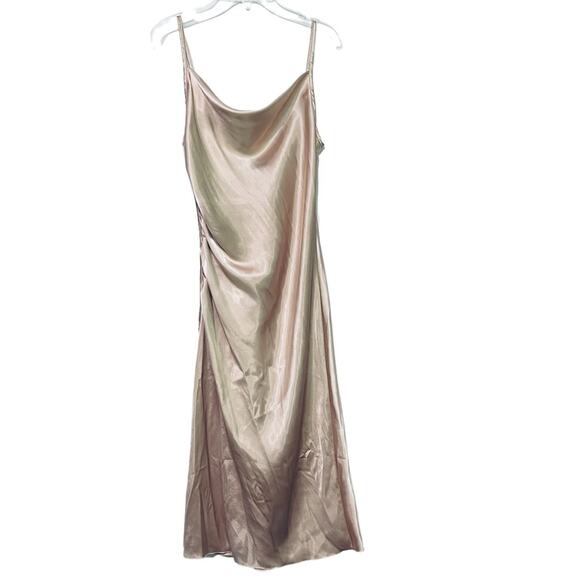 BEBE Satin Cowl Neck Midi Dress Gold Size S - Picture 2 of 4